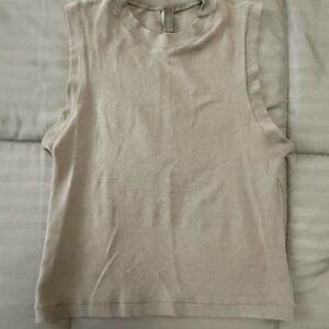 SKIMS Stretch Cotton Jersey Mock Neck Tank Smoke XS